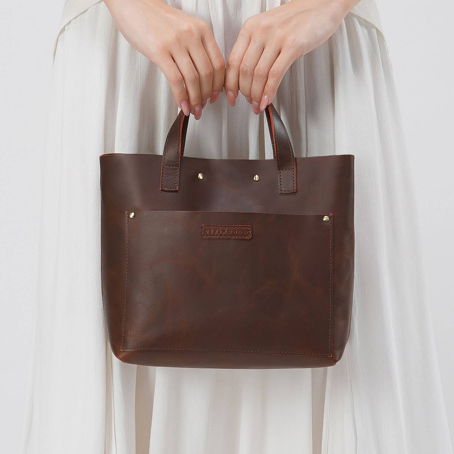 Verona Mini Leather Tote Bag | | Brown