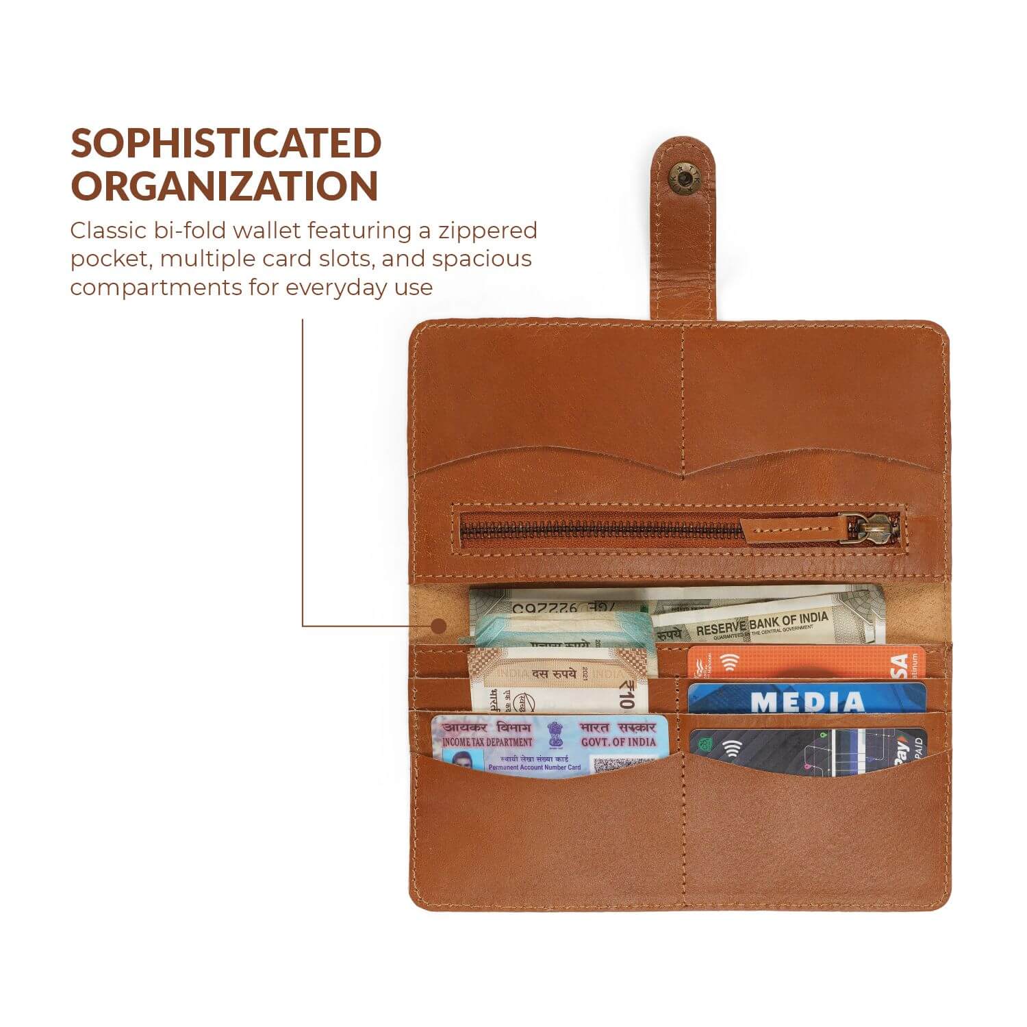 Milan Classic Bi-Fold Wallet | | Tan